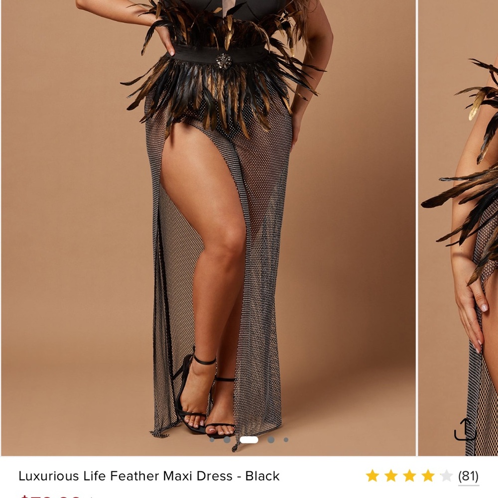 Fashion Nova Black Feather Maxi Dress